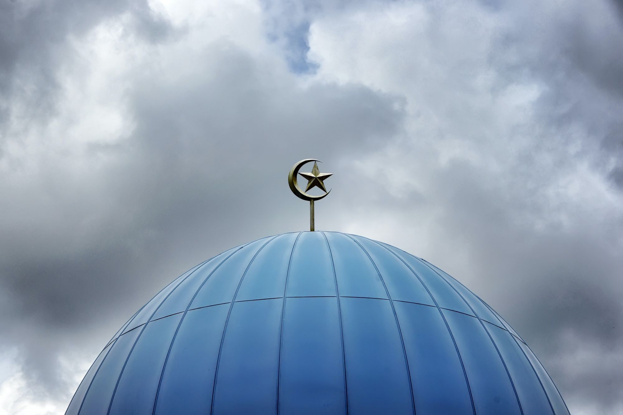 Mosque dome with Islamic symbol of start and crescent moon