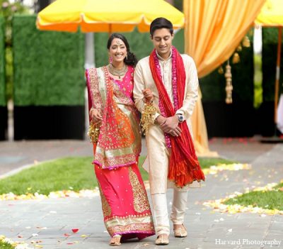 Indian Couple In Traditional Red And Gold Wedding Outfits, 54% OFF